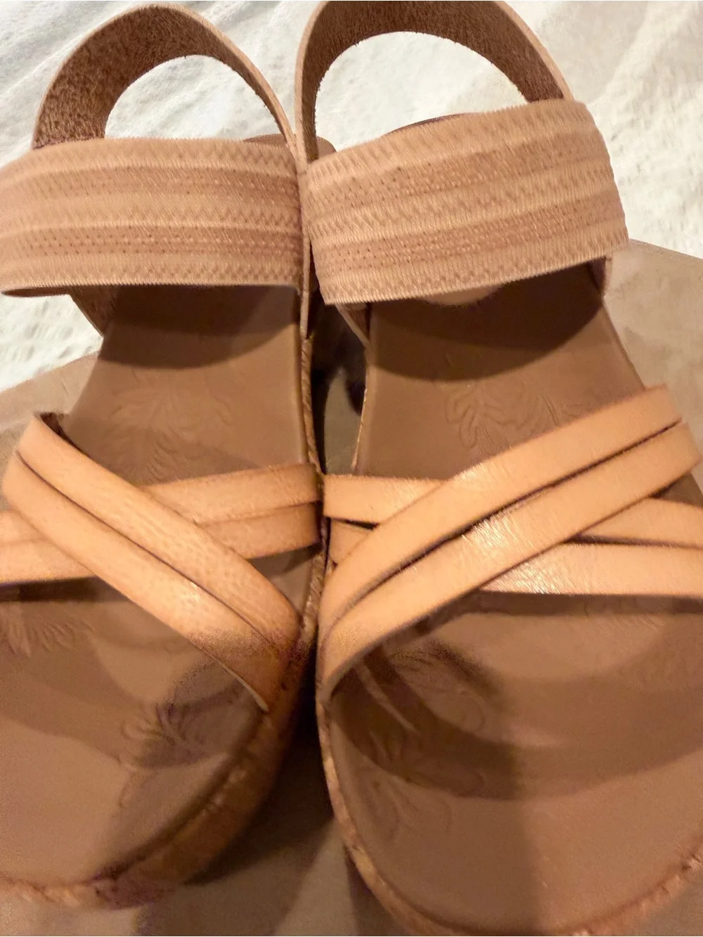 Skechers Women's Tan Strappy Elastic Back Sandals